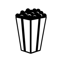 Full bucket of popcorn with classic stripes in black and white