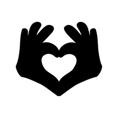 Silhouette of Hands Forming a Heart, Symbolizing Love and Affection