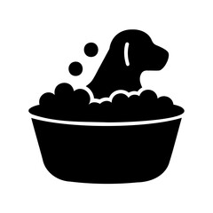 Dog bath time bliss with bubbles and a happy pet silhouette