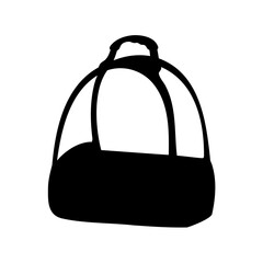 Black silhouette of a pet carrier bag with handle on top isolated