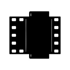 Black and white retro film strip icon, media format illustration