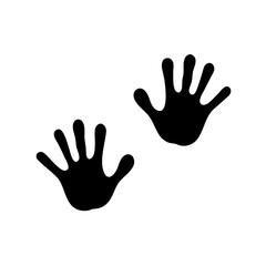 Silhouette of two handprints against a white background in high contrast