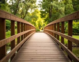 Wooden bridge in a park.  Peaceful, serene