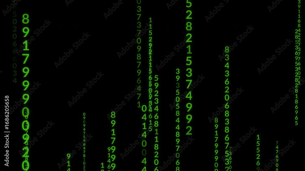 Aufkleber green matrix rain binary code falling technology background
