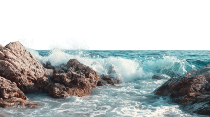 Coastal waves crashing on rocks.  Ocean's edge