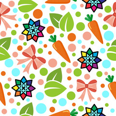 Colorful pattern design featuring carrots bows and dots creative graphics modern art playful environment