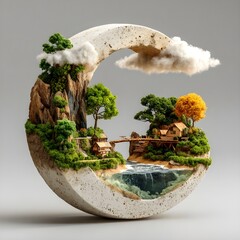 Eco concept with green energy, sustainability, renewable resources, nature conservation, and environmental protection design