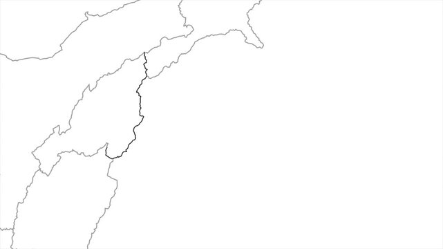 Aerial view of Nagaland and the capital Kohima animation on white background, Nagaland India Asia State Map Outline, Explore Nagaland geography map	