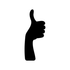 Black Silhouette of a Hand Giving a Thumbs Up Gesture on White