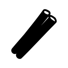 Stylized black and white image of two cinnamon sticks on white background