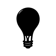 A simple black and white illustration of a classic light bulb shape