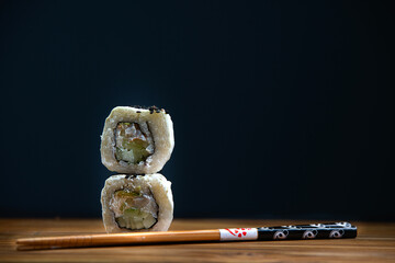 A vibrant display of Japanese cuisine: sushi, sashimi, nigiri, ramen, tempura, mochi, sake, matcha,...