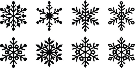 Collection of Decorative Snowflake Vectors Perfect for Winter Holiday Themed Designs