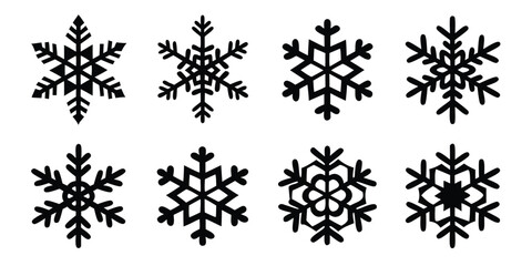 Assorted Snowflakes Black and White Winter Holiday Season