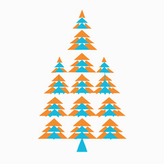 Fototapeta premium Colorful Christmas Tree Made with Triangles Festive and Geometric