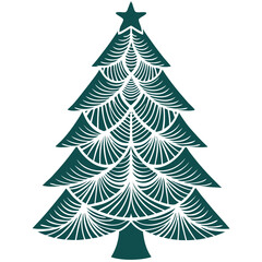 Elegant Christmas Tree Vector Design with Intricate Line Work