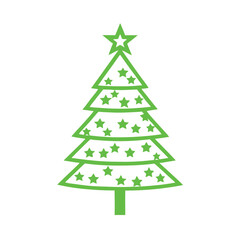 Minimalist Green Christmas Tree with Star Accents Festive Holiday Season Design