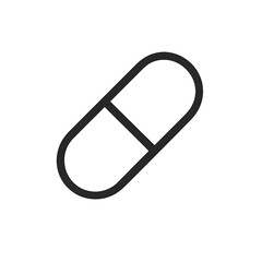 pill capsule minimal icon, flat outline, transparent background