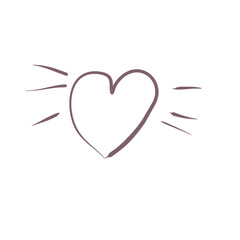 Hand drawn loving heart with radiating lines, symbolizing affection and care in a simple, elegant design.