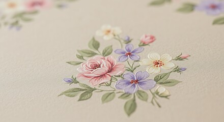 Intricate floral illustration with pastel tones and botanical detail, ideal for stationery, wallpaper, and lifestyle branding