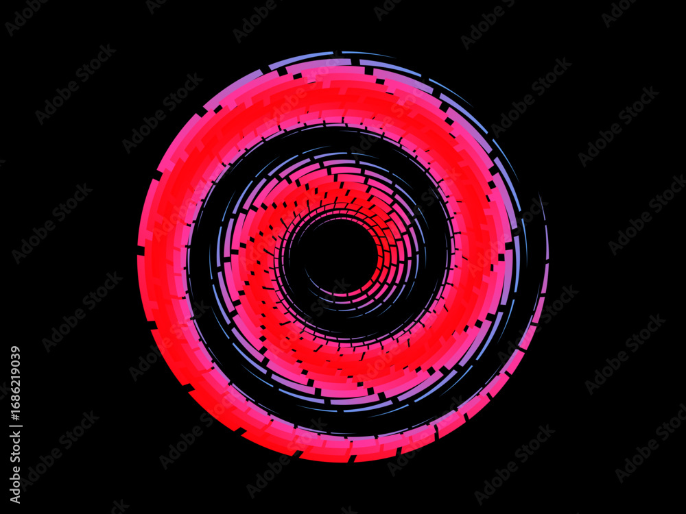 Fototapete vector background of rotating elliptical 3d shapes, consisting of a pattern of squares and wavy line