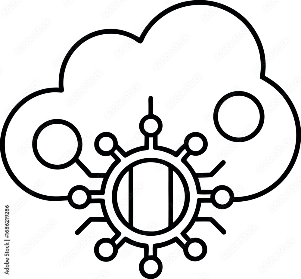 Fototapete cloud computing technology illustration representing data storage and networking solutions for busin