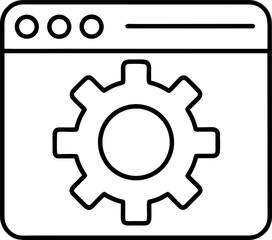 Settings window and gear icon representing system configurations website customization and app development options for developers and system administrators