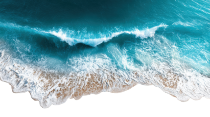 Aerial view of crashing waves on a beach