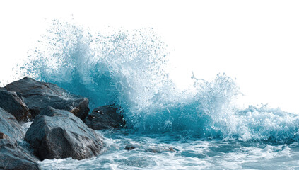 Ocean wave crashing on rocks
