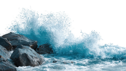 Ocean wave crashing on rocks