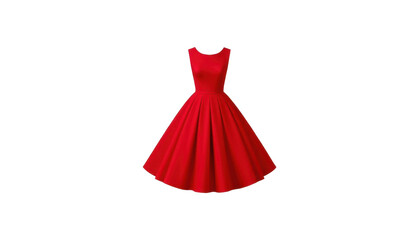 Elegant vibrant red sleeveless fit and flare dress with a full pleated skirt perfect for formal occasions and special events
