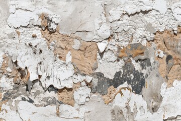 Weathered wall texture; peeling paint, exposed stone