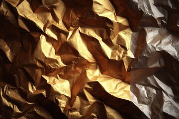 Crumpled gold and white paper texture