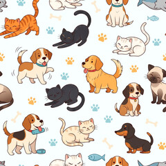 Fototapeta premium seamless pattern with cats