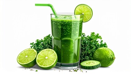 Refreshing Green Smoothie with Kale, Lime, and Cucumber