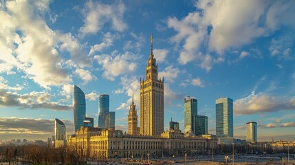 Obraz premium Another view of Palace of Culture and Science in Warsaw, Poland,