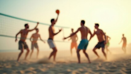 Obraz premium Generative AI Beach Volleyball Action Scene.