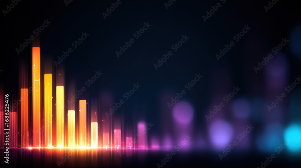 Aufkleber vibrant digital sound wave visualization with colorful bars representing audio frequencies. gradient