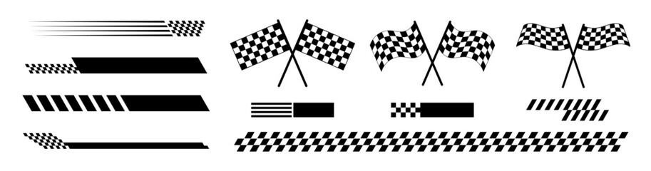 Racing Flag Checkered Race Flags and Borders.