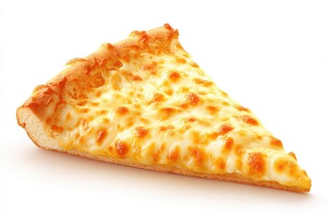 Single slice of cheese pizza on white