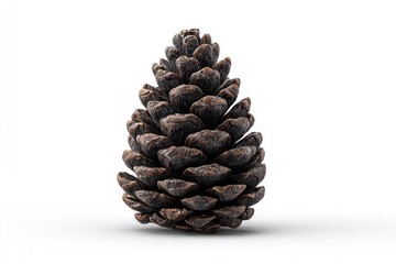 Single dark brown pine cone, isolated on white