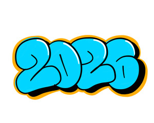 textured graffiti bubble style letter 2026 isolated design
