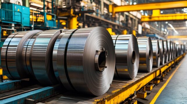 Machine for cutting steel coils.