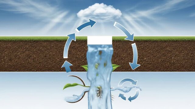 Water Cycle Diagram:  Illustrative Representation of the Earth's Water Circulation