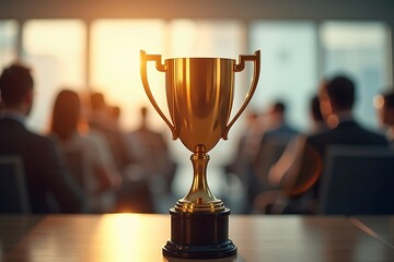 Generative AI depiction of a Golden Trophy Award presentation ceremony.