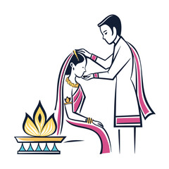 Sacred Union A Hindu Wedding Ceremony Depicting Traditional Garments Love and Rituals Celebrating the Union of Two Souls