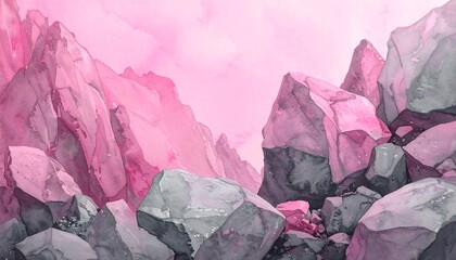 Pink and gray rocky mountain landscape