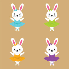 Ballet Bunny Cartoon Vector