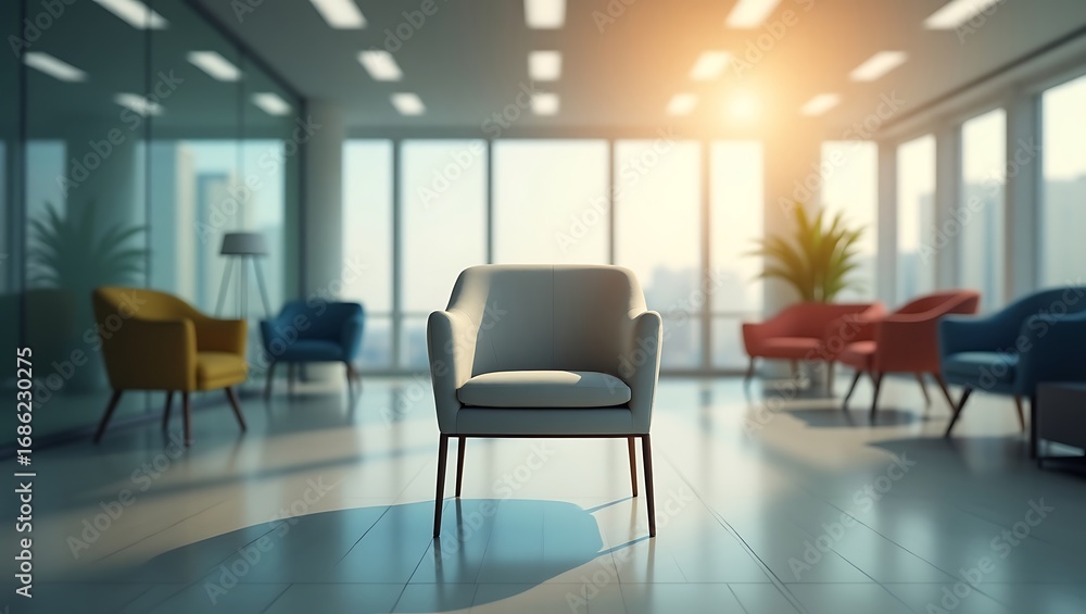 Poster generative ai image of a modern waiting area scene.