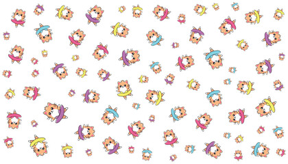 Ballet Cat Random Pattern Vector